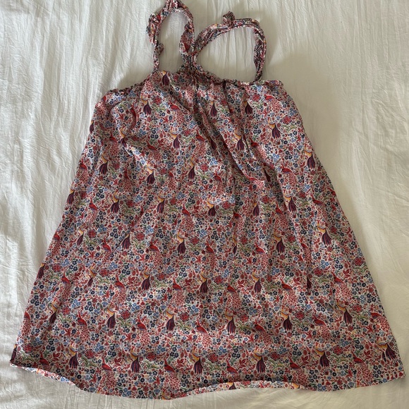 Floral cotton halter top mini dress with ruffle shoulder detail - Picture 1 of 3
